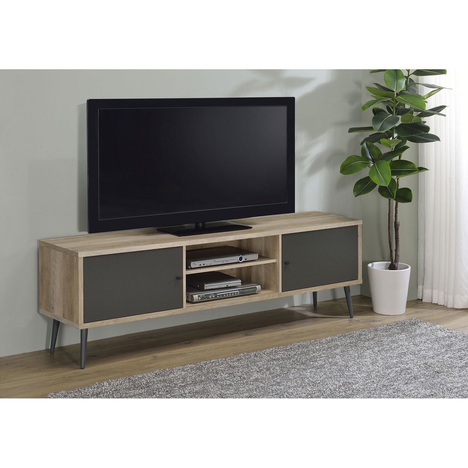 Coaster Allie 2-Door Engineered Wood Tv Stand With Storage Shelf ... throughout Understanding the Appeal of Distressed Pine in Modern TV Stand Construction