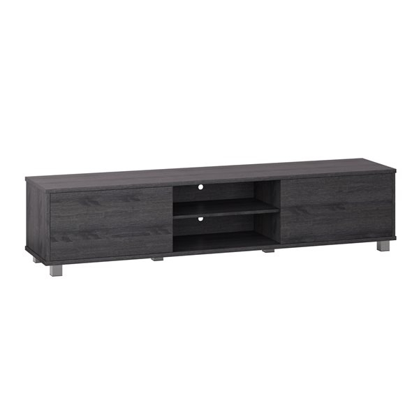 Corliving Hollywood Dark Grey Wood Grain Tv Stand With Doors For Tvs Up ... intended for Exploring the Style and Functionality of the CorLiving Hollywood Grey Wood Grain TV Stand