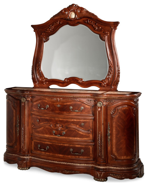 Cortina Dresser And Mirror Set - Honey Walnut - Victorian - Dressers - By Hedgeapple | Houzz inside Elevate Your Bedroom with Timeless Style The Cortina Honey Walnut Dresser and Mirror