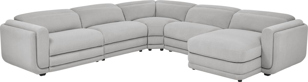 Drew & Jonathan Dillon Smoke Gray Chenille Fabric 5 Pc Dual Power ... throughout Dillon 5 Narrow, Concrete Gray