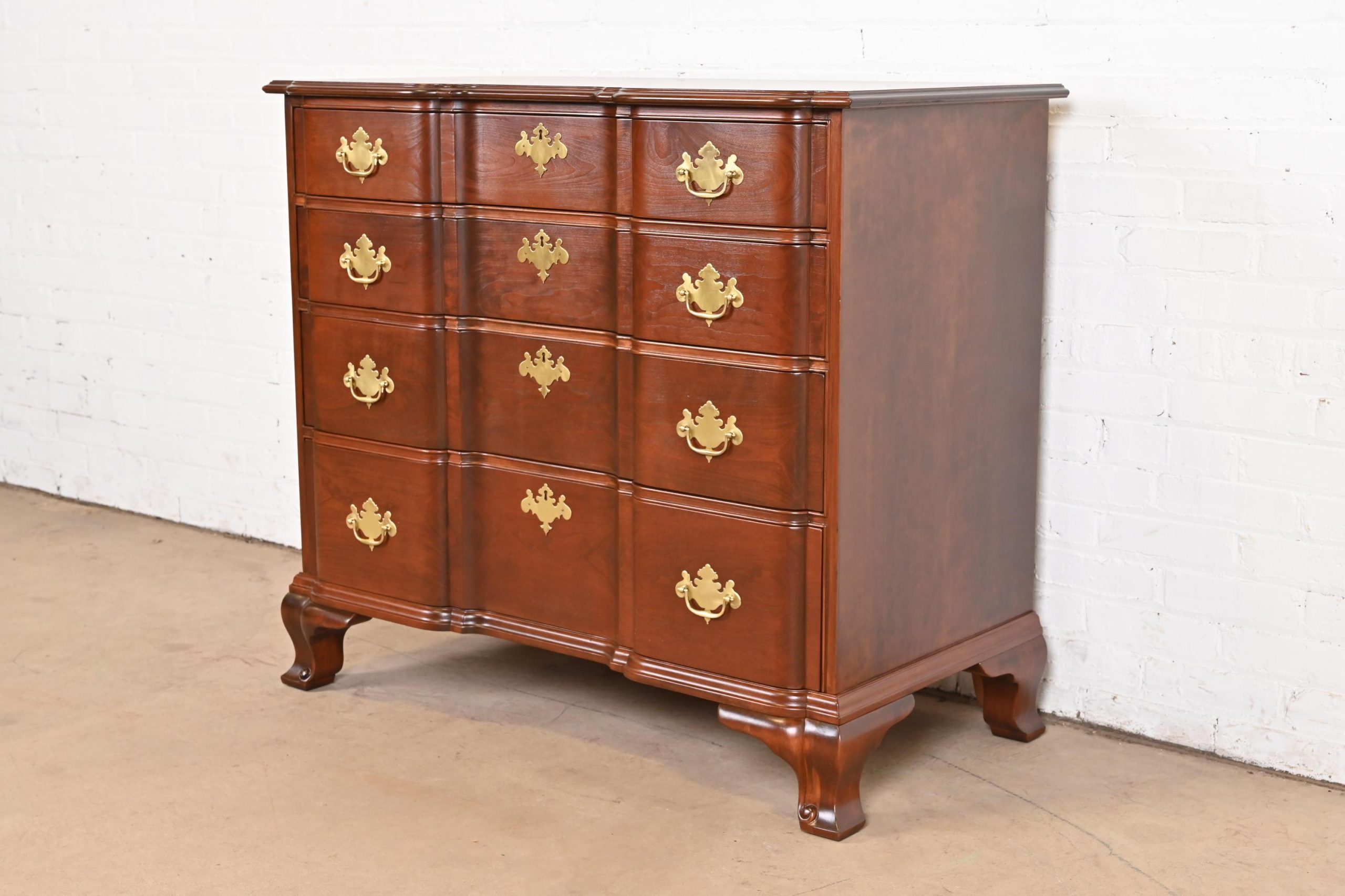 Kindel Furniture Georgian Carved Solid Mahogany Block Front Chest Of ... with Nvin0388 Mahogany Ball And Claw Blockfront Chest Of Drawers