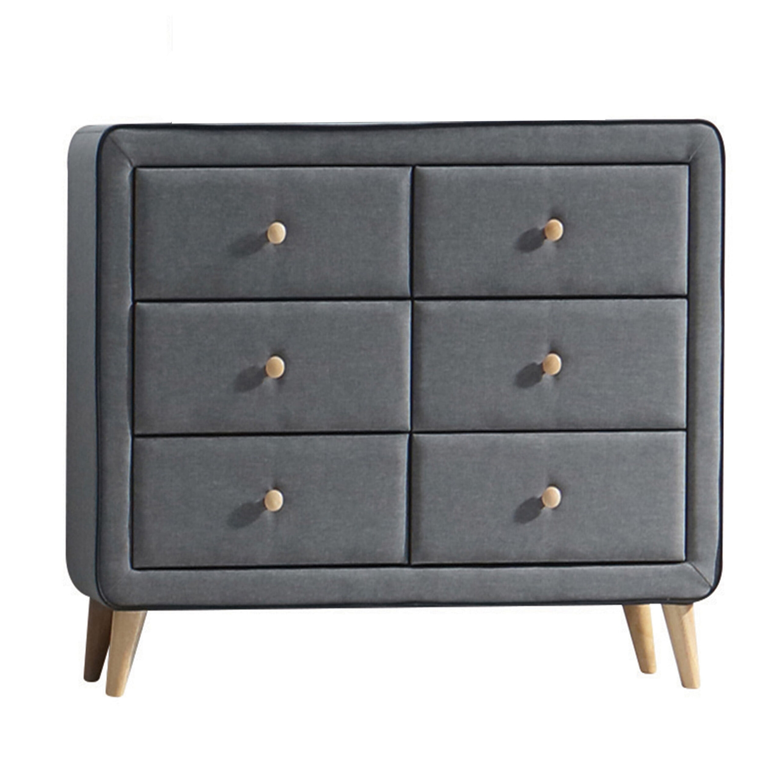 Light Grey Upholstered 6-Drawer Double Dresser,Light Grey Wood+Fabric ... regarding Insights from an Expert on Choosing the Right Upholstered Chest Valda's Light Gray Option