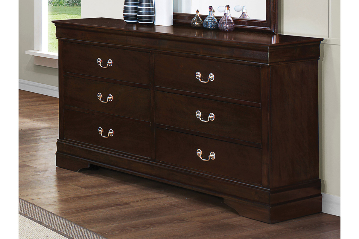 Louis Philippe 6-Drawer Dresser Cappuccino - Exotic & Rustic Furniture within Glory Furniture Louis Phillipe 6 Drawer Dresser In Cappuccino