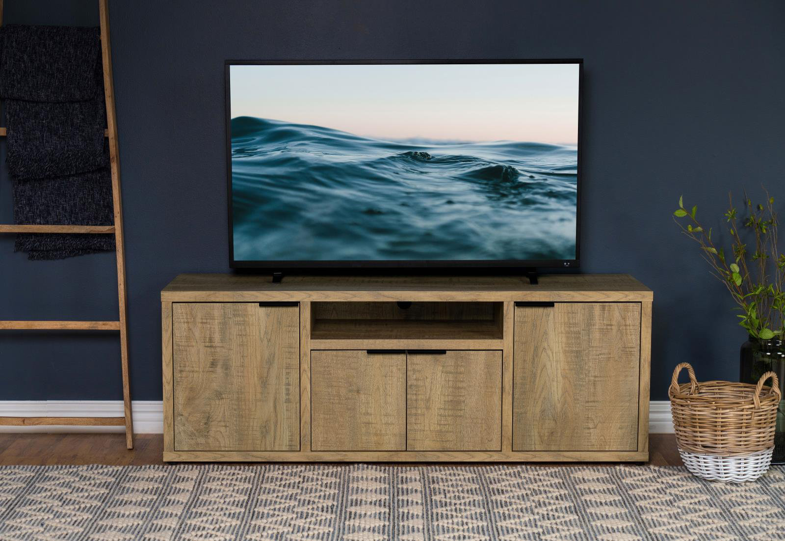 Millwood Pines Tabby 4-Door Engineered Wood 60" Tv Stand Mango | Wayfair with Sachin 4-Door Engineered Wood 79" Tv Stand Distressed Pine