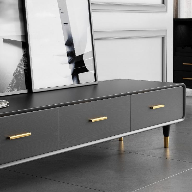 Modern 63 Inch Black Tv Stand Rectangle Media Stand Wood Tv Console With 3 Drawers - Tv Stands ... inside Winfield 60" 2-Door Tv Stand Media Console Black