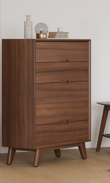 Modern High Chest Dresser With Goove Handles - Midcentury - Dressers ... for Modern High Chest Dresser With Goove Handles, White
