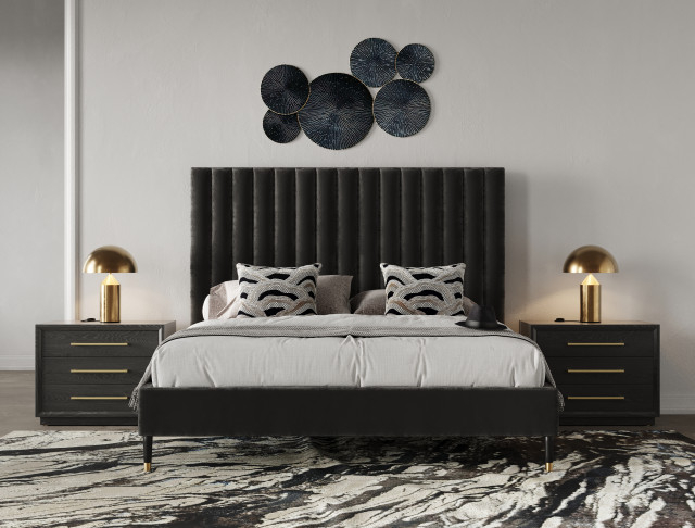 Modrest Manhattan- Contemporary Grey And Gold Nightstand - Transitional ... pertaining to The Lasting Appeal of a Contemporary Modrest Dresser