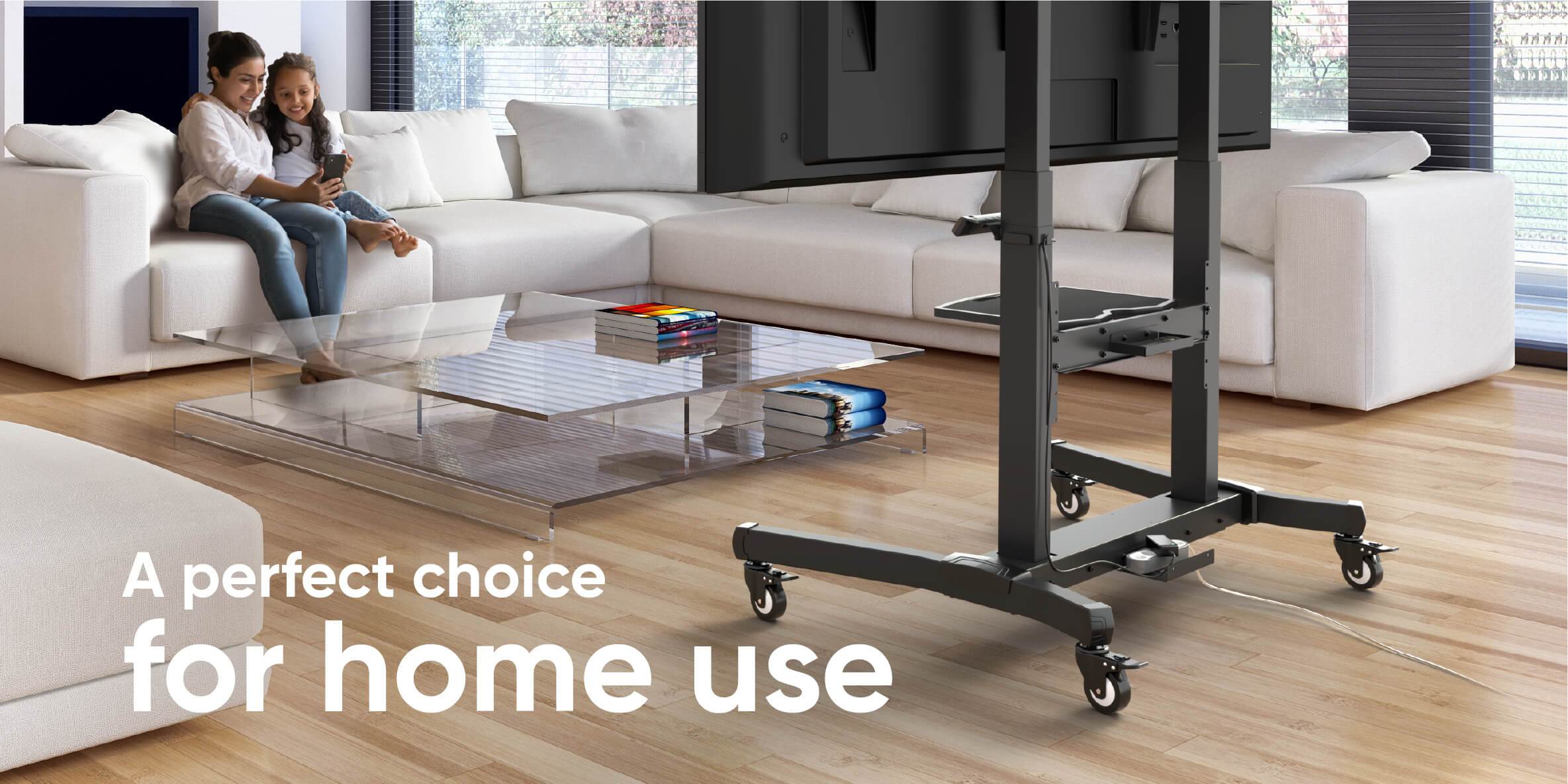 Motorized Tv Lift Tv Cart For 50-100" Tvs Onkron Ts1991-Elift – Onkron Us in Onkron Motorized Mobile Tv Lift With Wheels For 50-100 Inch Screens Up To 265 Lb