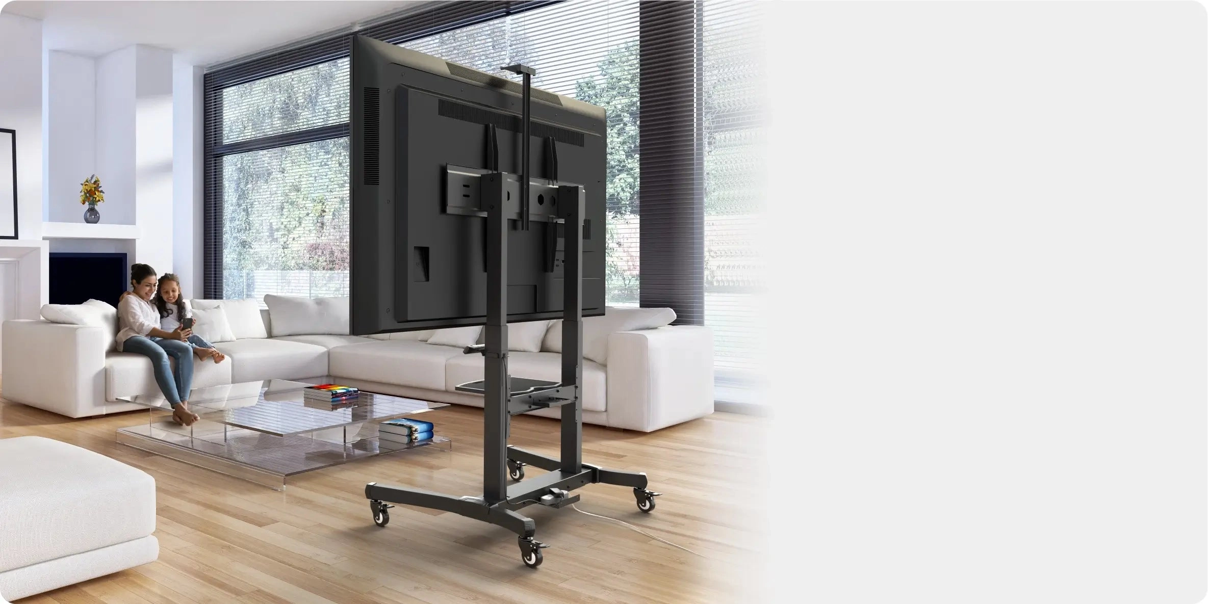 Motorized Tv Lift Tv Cart For 50-100" Tvs Onkron Ts1991-Elift with regard to Comparing manual vs motorized approaches to screen positioning