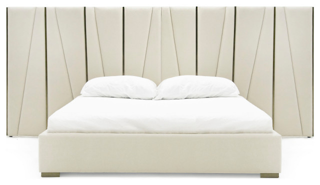 Nixa Modern Beige Velvet, Brushed Bronze, Birch Bedroom Set, Queen ... within The Art of Choosing the Right Wide Birch Dresser for Your Space