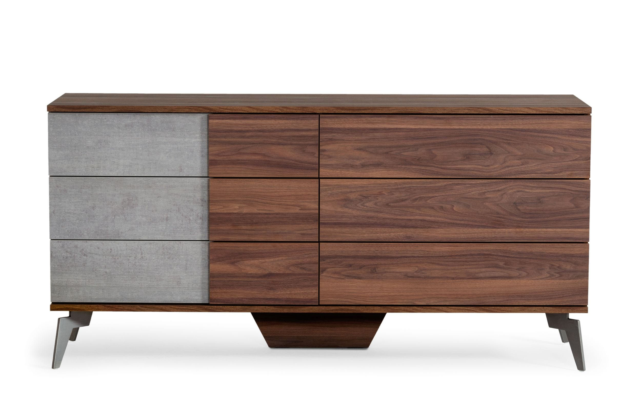 Nova Domus Palermo - Modern Italian Faux Concrete &amp; Walnut Dresser ... intended for Nova Domus Berlin Modern Walnut Dresser