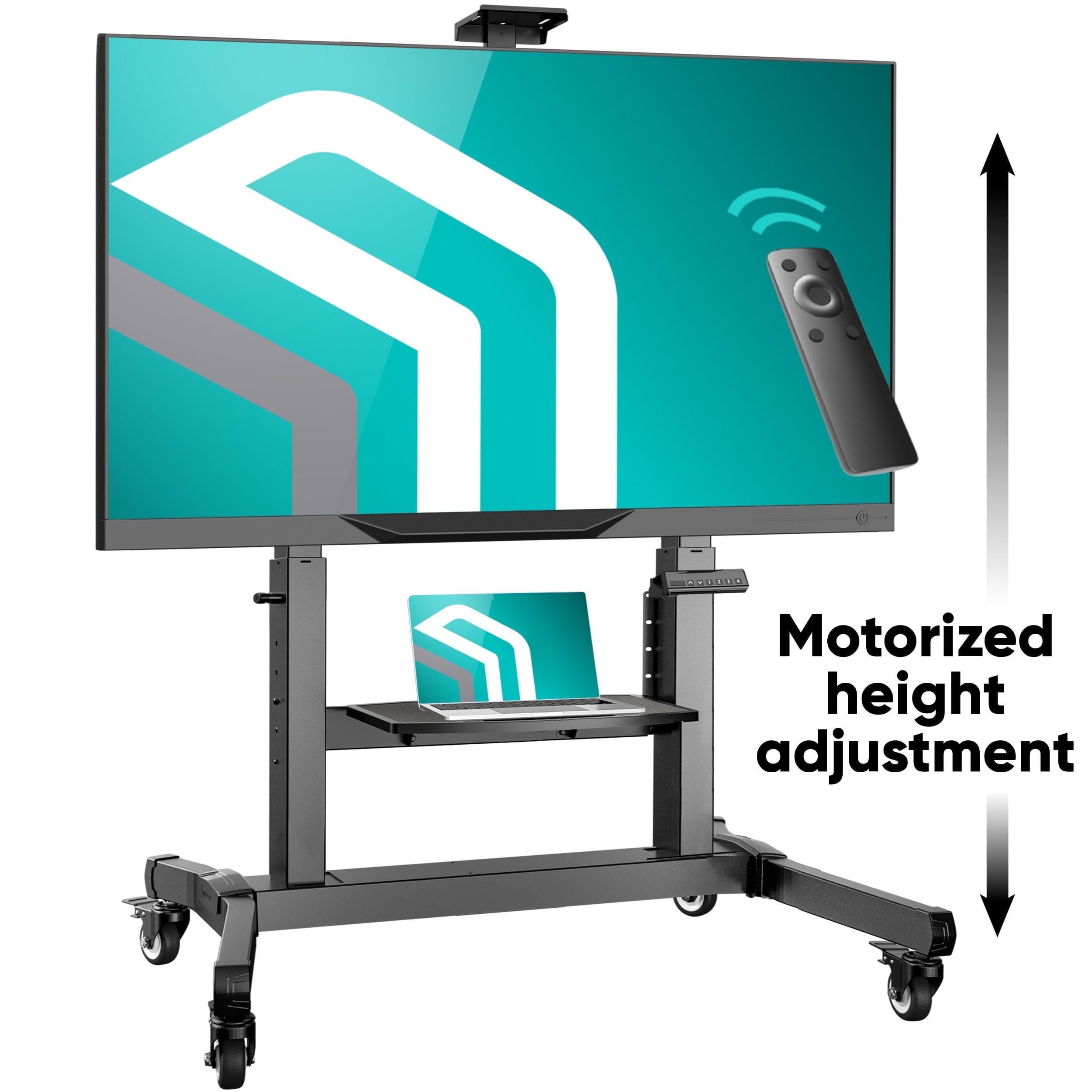 "Onkron Motorized Mobile Tv Stand With Wheels For 50""-100"" Flat ... for Comparing manual vs motorized approaches to screen positioning
