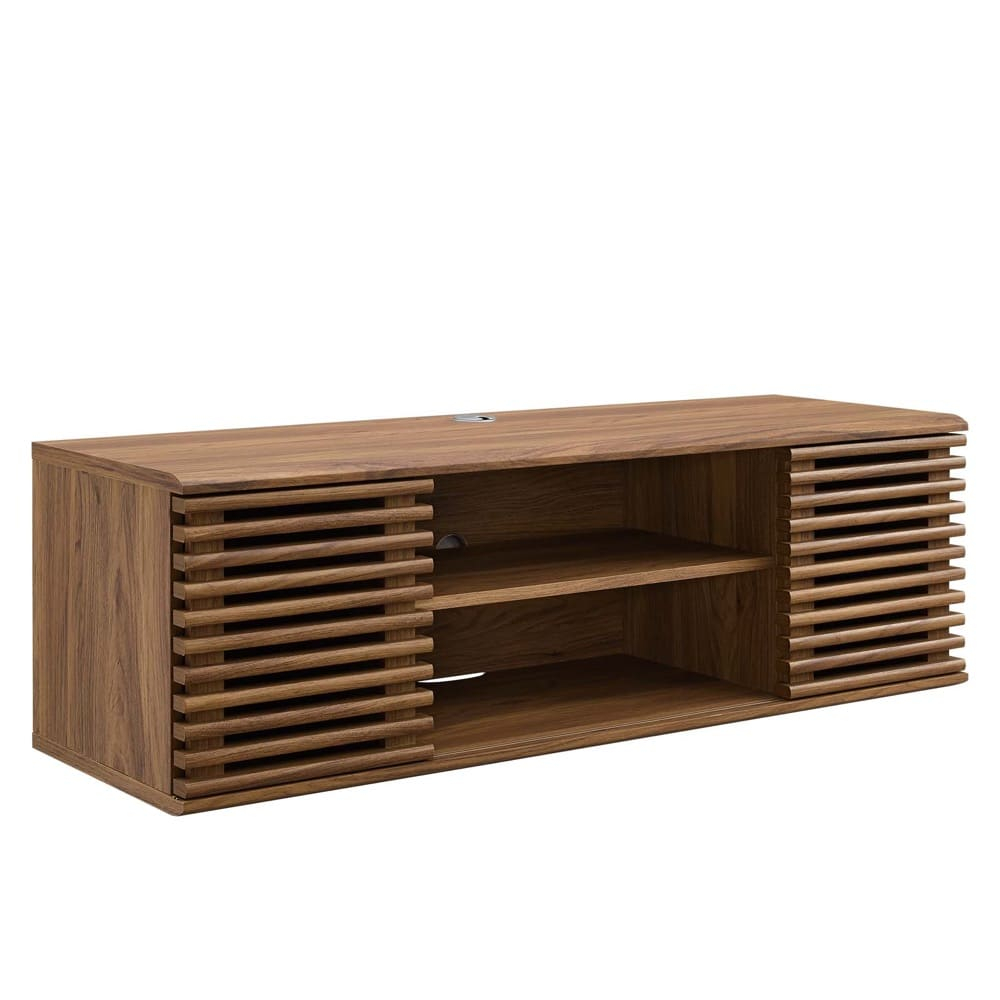 Render 46" Wall-Mount Media Console Tv Stand In Walnut By Modway ... with regard to Unlocking Your Living Room's Potential with the Render 46 Wall-Mount Media Console