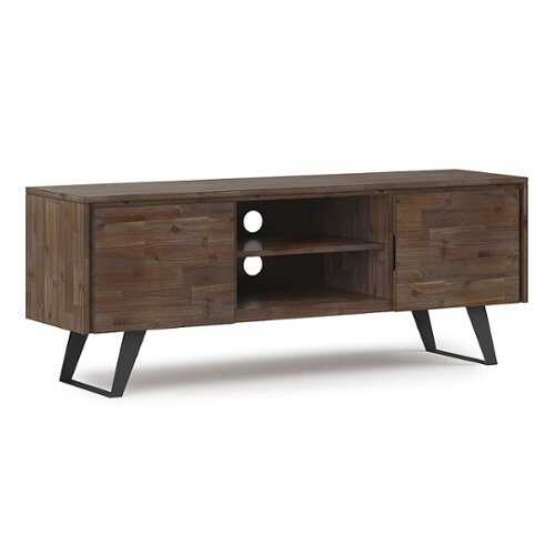 Rent To Own Simpli Home - Lowry Solid Acacia Wood 63 Inch Wide Modern ... with regard to Maximizing Space Efficiency with a 70 Inch Compatible TV Stand