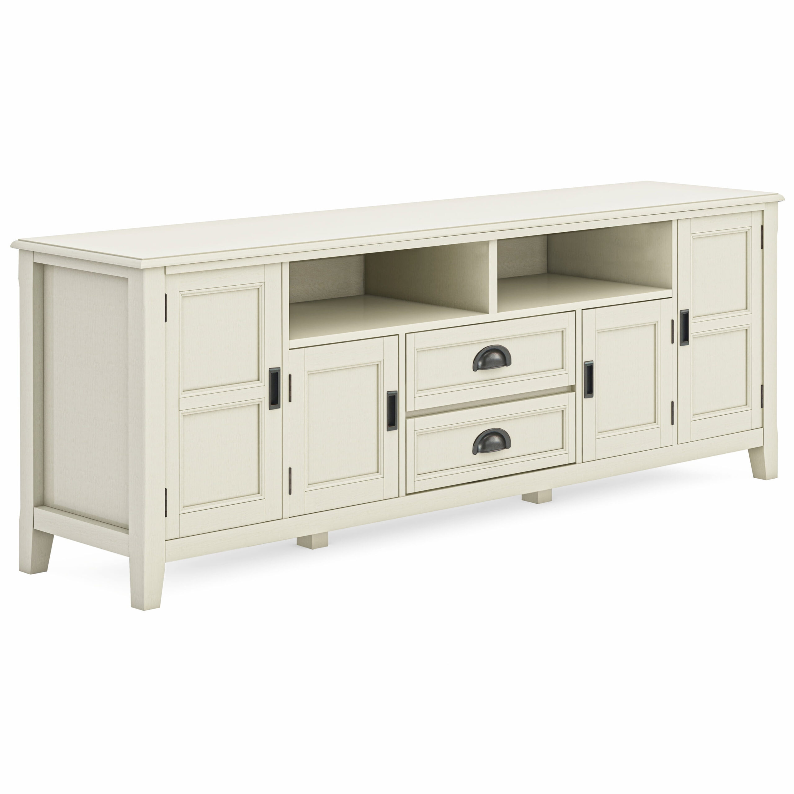 Simpli Home Burlington Solid Wood 72 Inch Wide Transitional Tv Media ... for Amherst 54 Inch Wide Solid Wood Transitional Tv Stand In Antique White