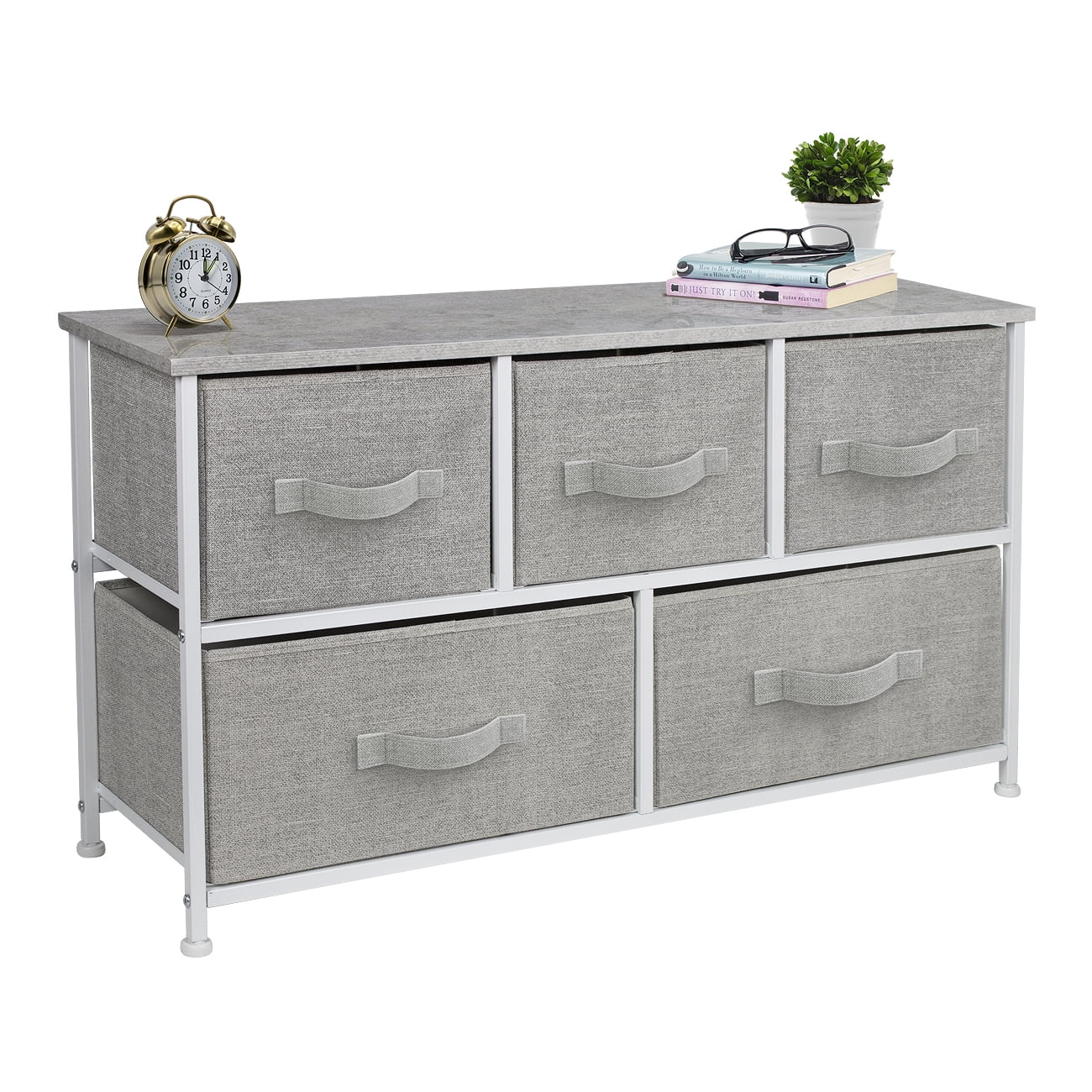 Sorbus Dresser With 5 Drawers - Furniture Storage Tower Unit For ... pertaining to Declutter Your Home The Simple Power of Easy-Pull Fabric Drawers