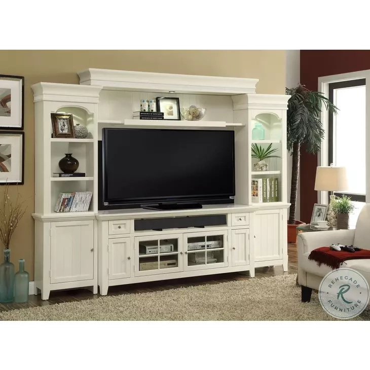 Tidewater Vintage White 72" Entertainment Wall From Parker House (Tid ... intended for The Art of Displaying Your Media with the Catalina 6 Piece Wall