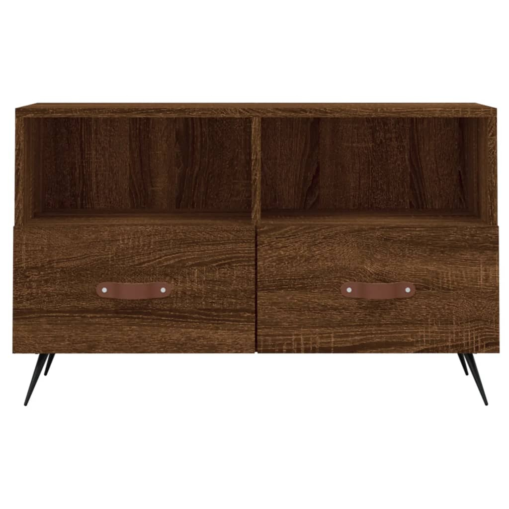 Vidaxl Tv Cabinet Brown Oak 80X36X50 Cm Engineered Wood | Vidaxl.co.uk regarding Vidaxl Tv Cabinet Brown Solid Acacia Wood 51.2X11.8X18.5 In Tv Cabinet