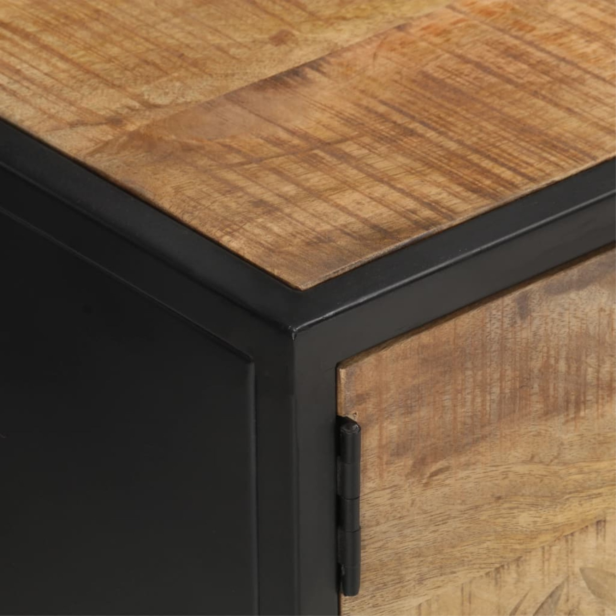 Vidaxl Tv Cabinet With Carved Door 51.2"X11.8"X15.7" Rough Mango Wood ... within Vidaxl Tv Cabinet 43.3"X11.8"X15.7" Rough Mango Wood