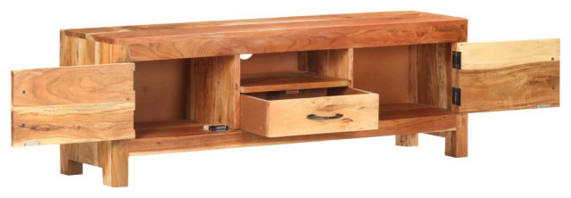 Vidaxl Tv Stand Tv Unit Sideboard Tv Console Media Cabinet Solid Acacia ... intended for Vidaxl Tv Stand Tv Console Sideboard Solid Mahogany Wood With Light Black Coffee