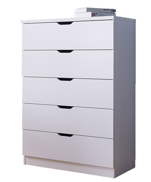 5 Drawers Chest Dresser, 5 Drawers, White - Contemporary - Dressers ... with regard to Modern White And Black 5-Drawer Chest
