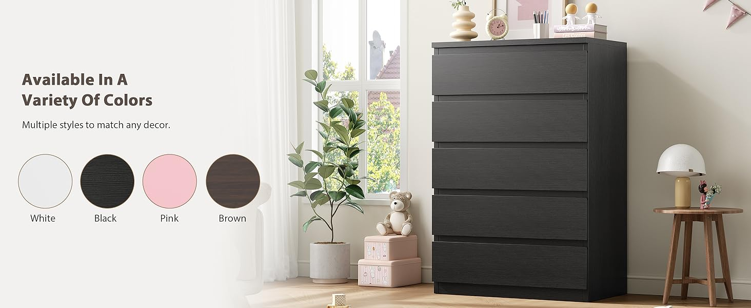 Amazon.com: Jocoevol Modern White 5 Drawer Dresser For Bedroom, 15" D X ... with Understanding the Versatility of Modern White and Black 5-Drawer Chest Solutions