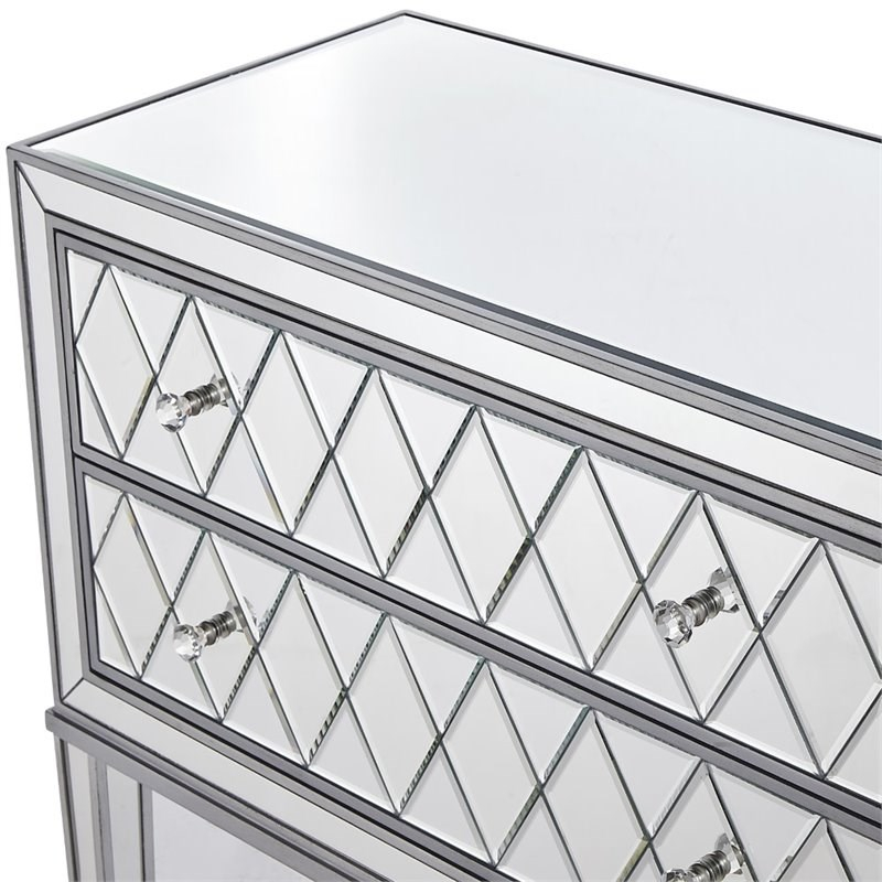 Elegant Decor Reflexion 2 Drawer 34" Mirrored Nightstand In Antique ... for Elegant Decor Reflexion 6 Drawer 48" Mirrored Dresser In Antique Silver
