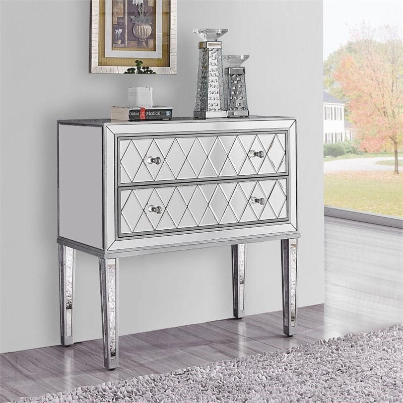 Elegant Decor Reflexion 2 Drawer 34" Mirrored Nightstand In Antique ... for Understanding the Appeal of Mirrored Furniture in Modern Interiors