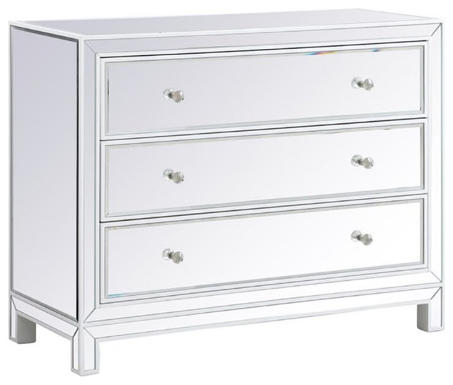 Elegant Decor Reflexion 40" 3-Drawer Metal Mdf Mirrored Cabinet In ... in Understanding the Appeal of Mirrored Furniture in Modern Interiors