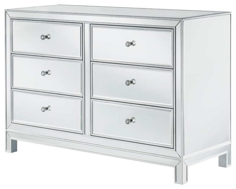 Elegant Reflexion 6 Drawer Dresser, Antique Silver Paint - Transitional ... within Understanding the Appeal of Mirrored Furniture in Modern Interiors