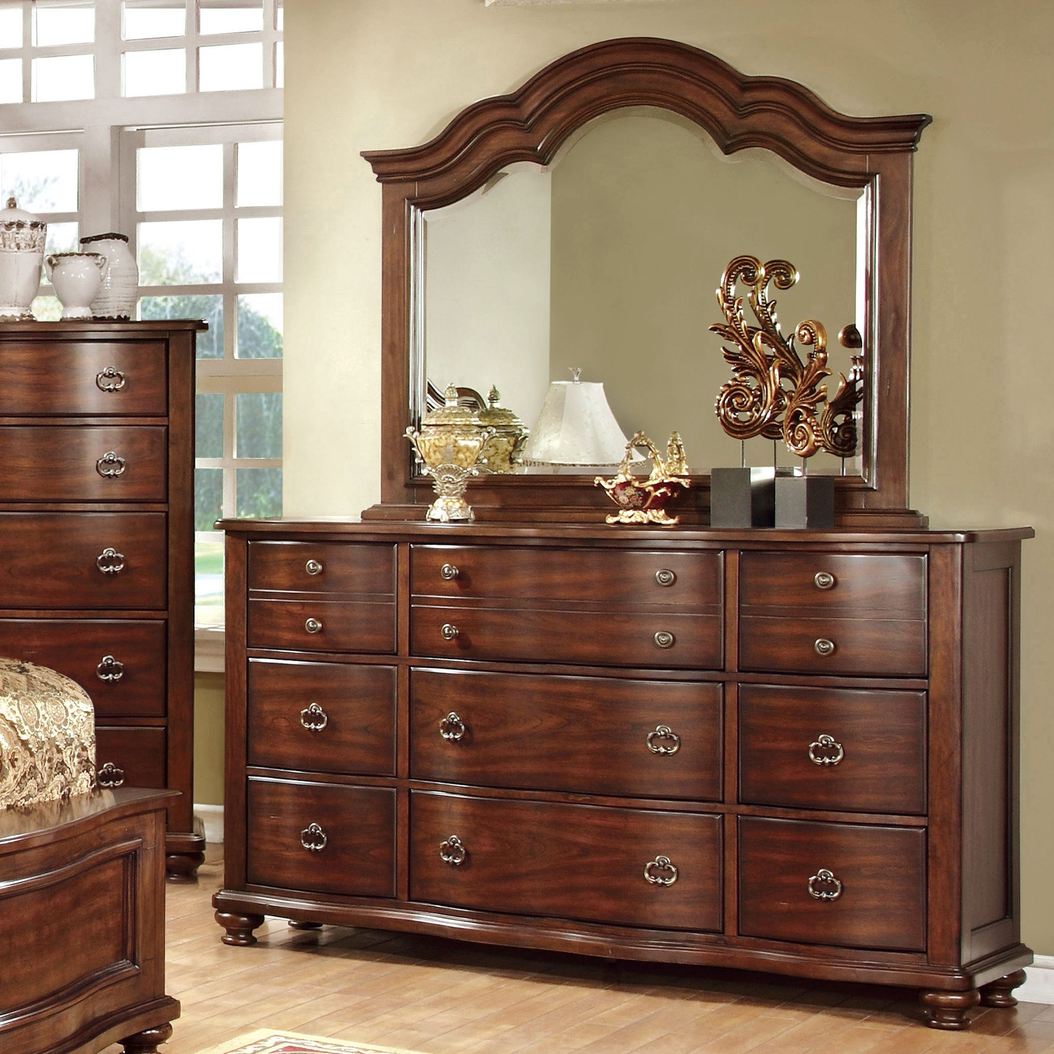 Hokku Designs Jamine 9 Drawer Dresser With Mirror & Reviews | Wayfair throughout 9 Drawer Dresser And Mirror
