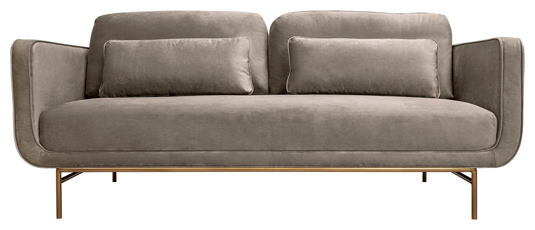 Lilou 77" Fossil Gray Velvet Sofa With Antique Brass Metal Legs ... with Understanding the Appeal of Lilou 77 Gray Fabric Sofa with Antique Brass Legs