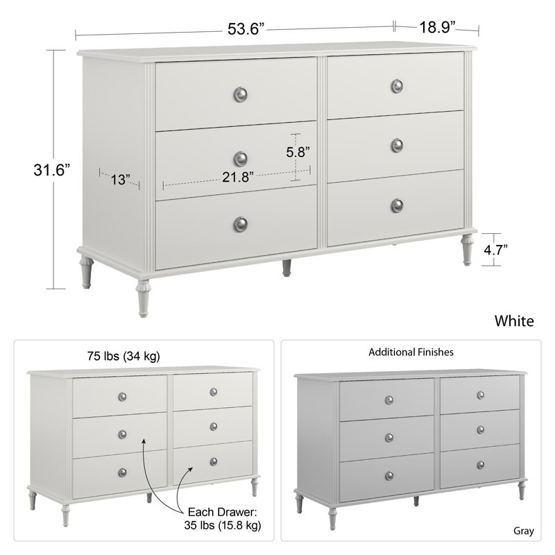 Little Seeds Rowan Valley Arden 6 Drawer Double Dresser & Reviews | Wayfair within Maximizing bedroom storage with multi-drawer wooden furniture solutions