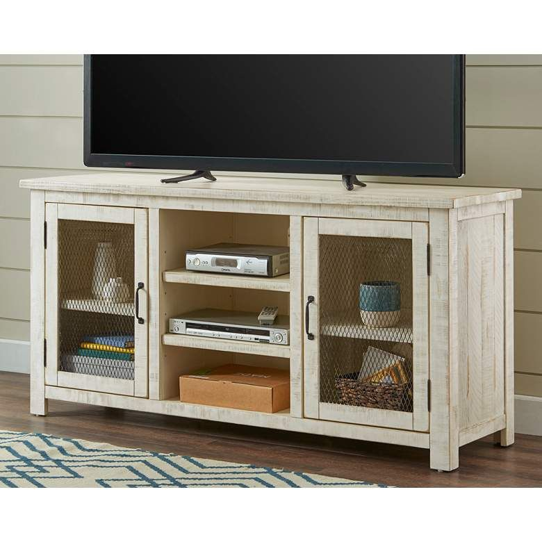 Trent 60" Wide Antique White 2-Door Wood Tv Stand Console - #78R97 ... throughout Comparing the Hollis 2-door Wood 67 TV Stand With Drawer to similar furniture options