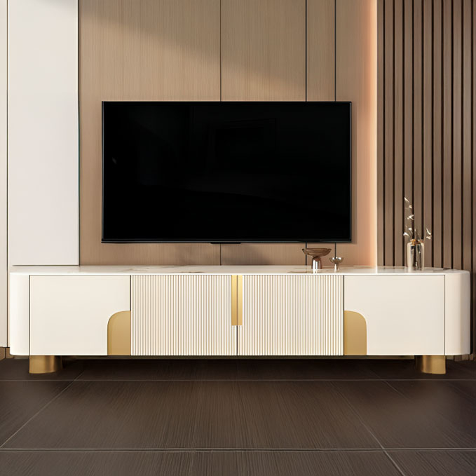 White & Gold Tv Stand - Alif House Furniture inside Paramount White And Gold Tv Stand