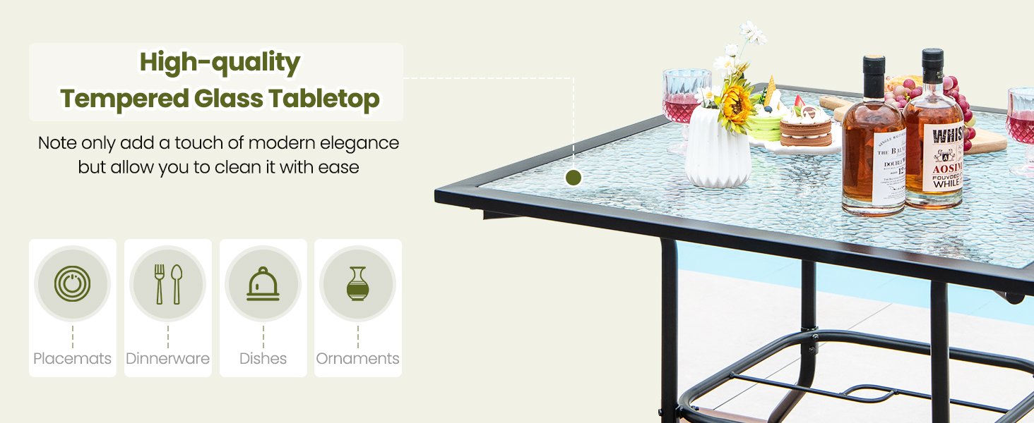32 Inch Patio Tempered Glass Steel Frame Square Table - Costway regarding Modern 31.5" Patio Tempered Glass Steel Frame Square Table