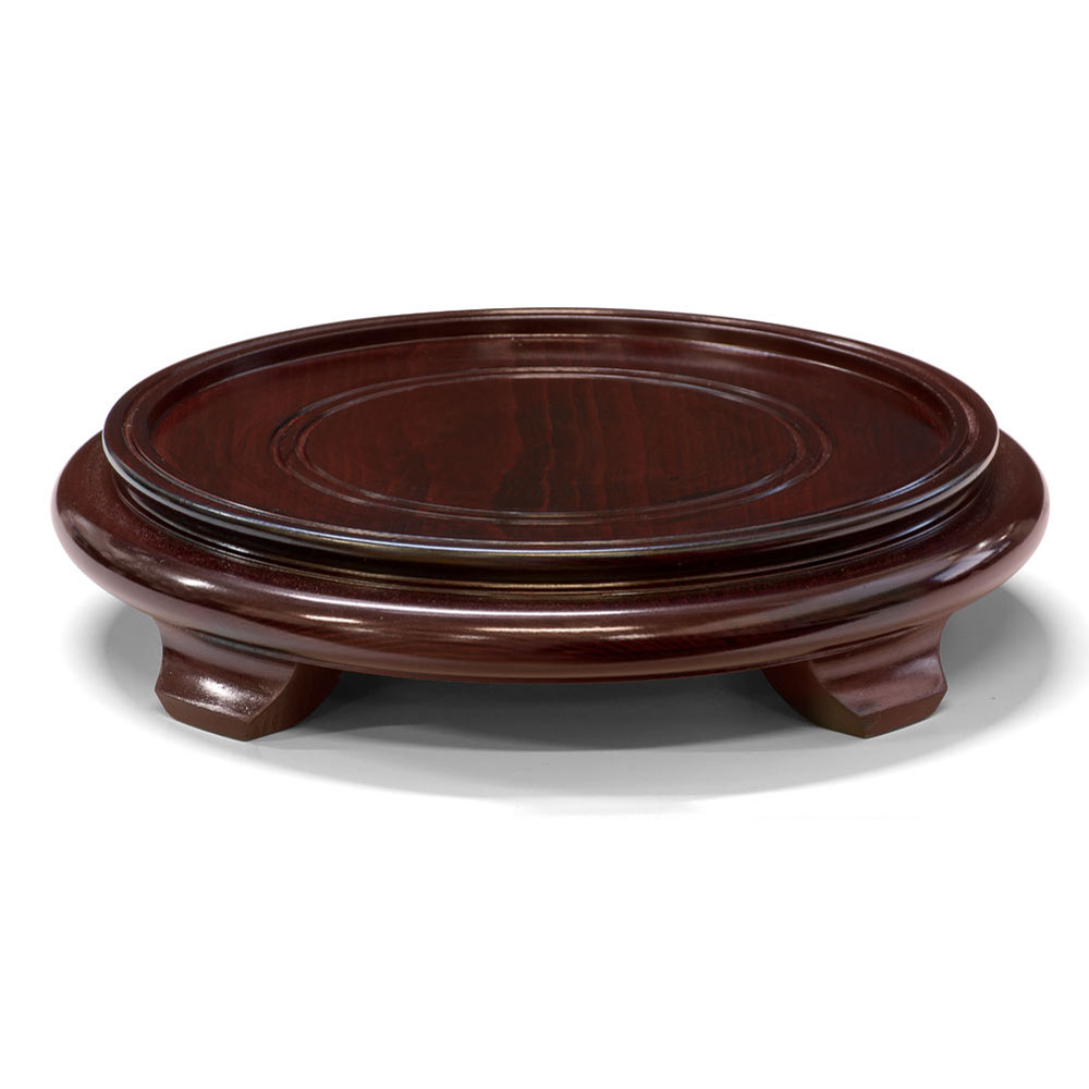 8 Inch Dark Brown Round Wooden Stand regarding Chinese Round Wooden Stand Base Dark Brown Reddish, 6 1/4"
