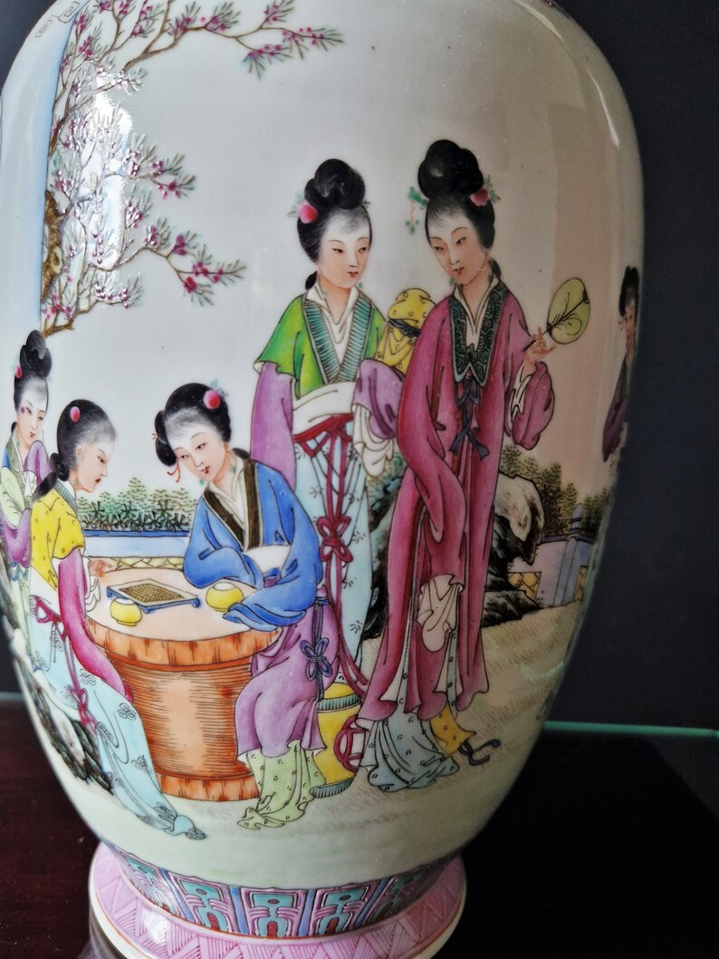 Chinese Porcelain Vase, Old Large Famille Rose Vase, Vintage Oriental ... within Vintage Oriental Famille Rose Mixed Color Porcelain Round Stool Ottoman Hcs7386
