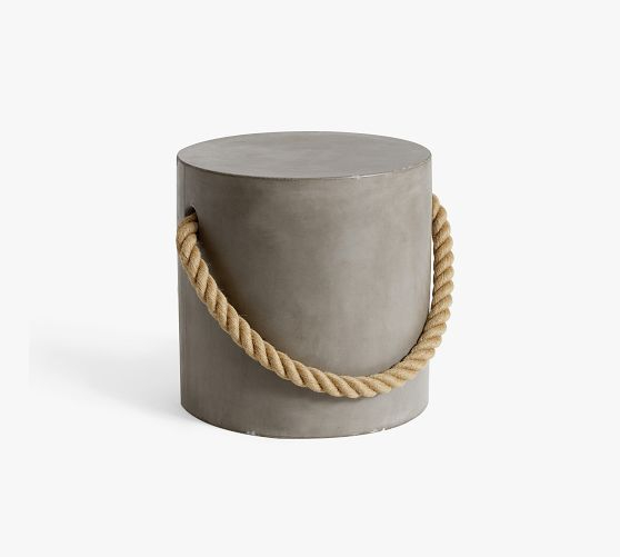 Coastal Concrete & Rope Outdoor Side Table | Pottery Barn in How Seagrass Elements Transform Interior Spaces