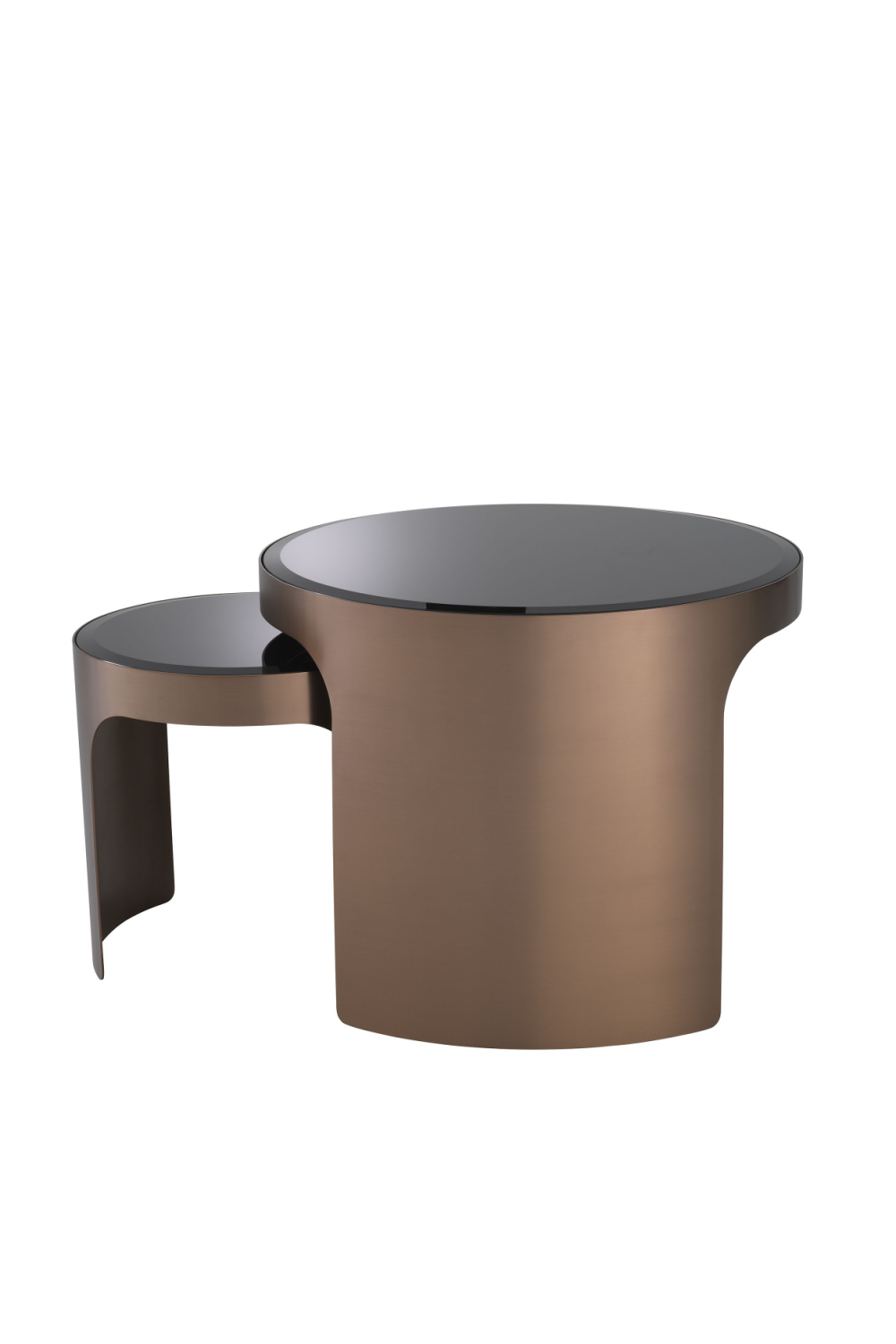 Juego De Mesas Auxiliares Redondas De Cobre (2) | Eichholtz Piemonte In ... throughout Bevelled Glass Side Tables, Set Of 2