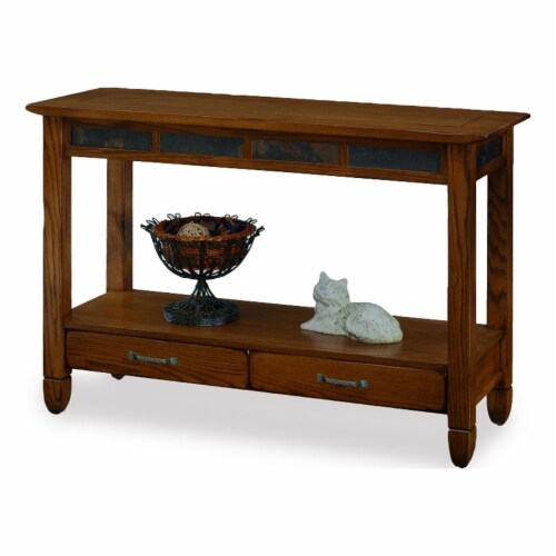 Leick Furniture Slatestone Wood Storage Console Table In Rustic Oak, 1 ... with How to Choose the Right Wood Finish for Your Living Space