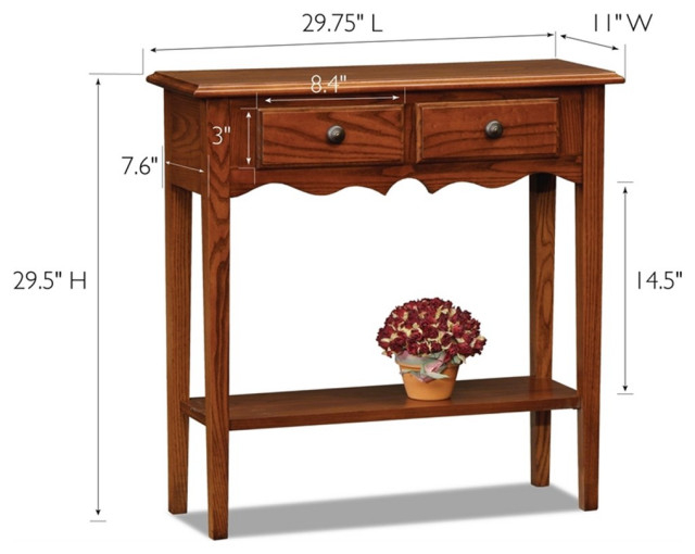 Leick Petite Two Drawer Wood Console Table In Medium Oak - Transitional ... intended for Leick Furniture Wood Wave Console Table In Medium Oak Finish