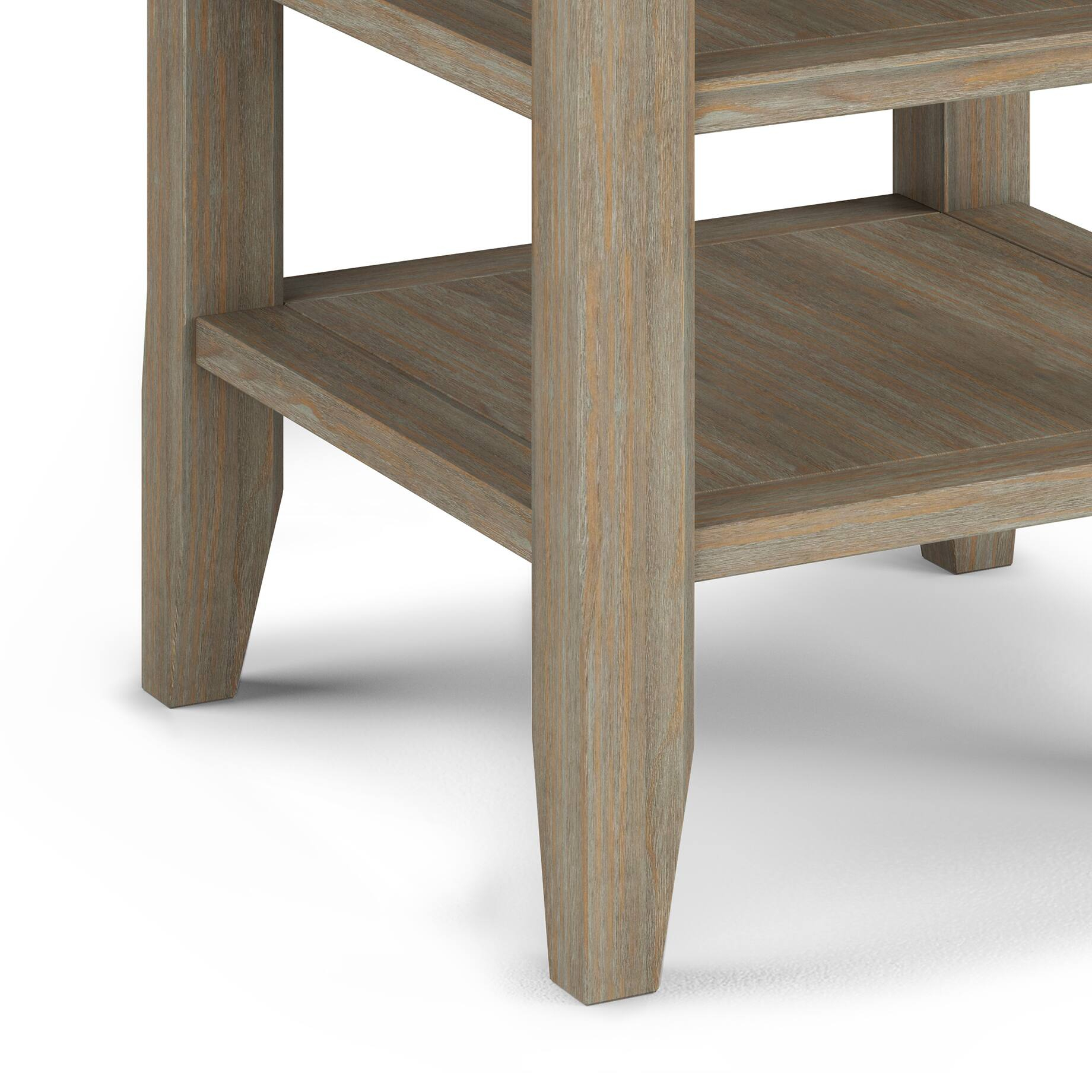 Simpli Home – Acadian Solid Wood 19 Inch Wide Square Transitional End ... intended for Home Square Expandable End Table In Weathered Gray And Black Nickel