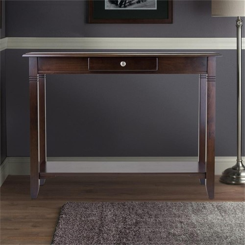 Winsome Nolan Transitional Solid Wood Console Table With Drawer In ... with The artistry of cappuccino toned wood in modern interior design